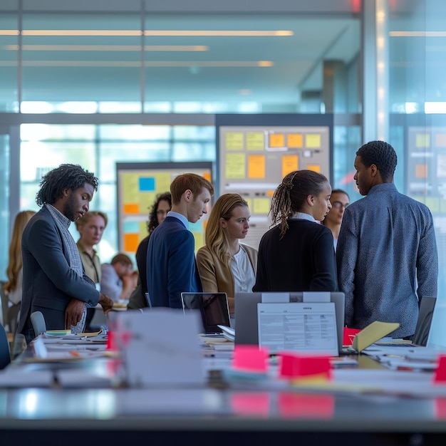 Project management professional working on laptop